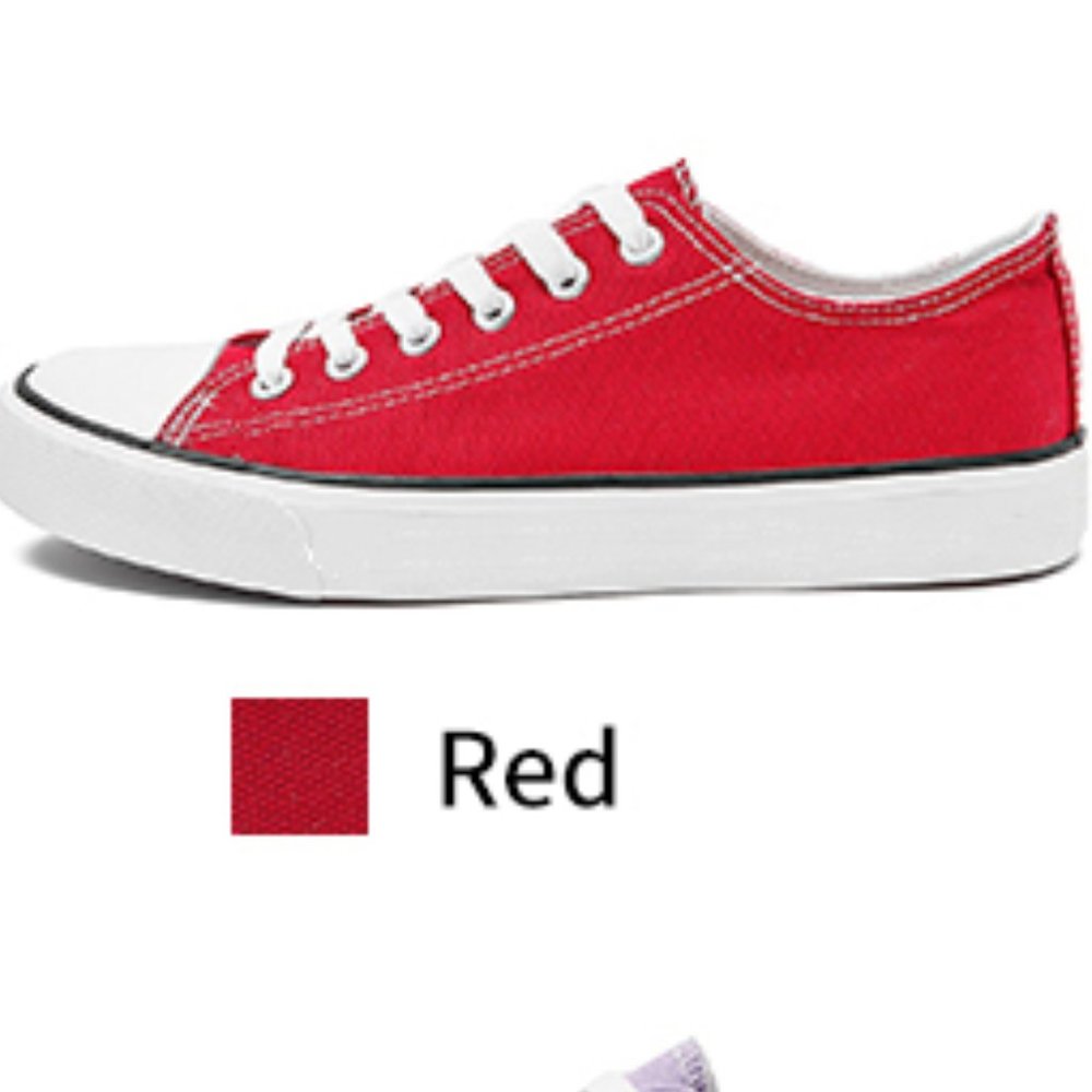 Womens Canvas Sneakers Low Top Lace Up New size 11 RED - Picture 4 of 5